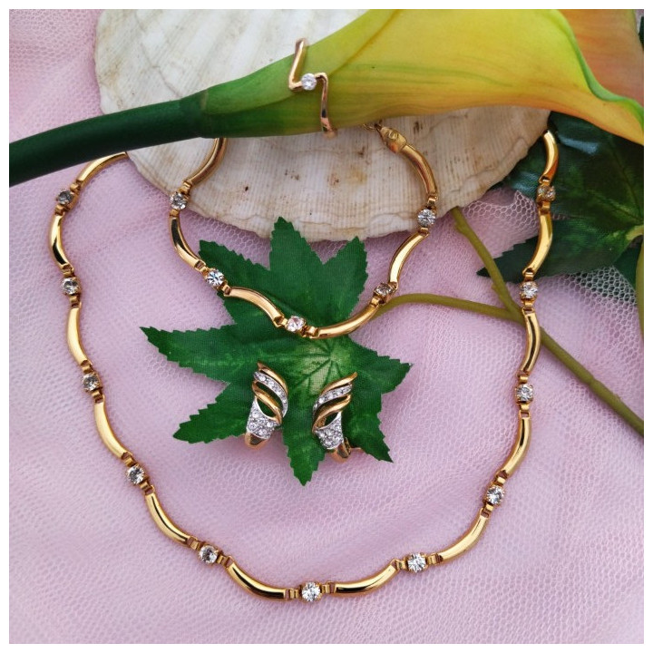 Conjunto de gargantilla, pulsera, anillo y pendientes DALIA