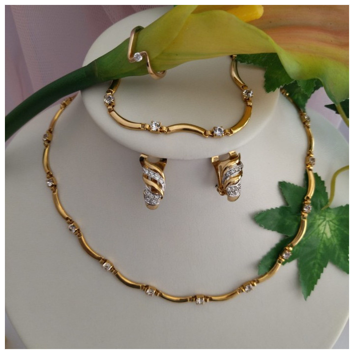 Conjunto de gargantilla, pulsera, anillo y pendientes DALIA