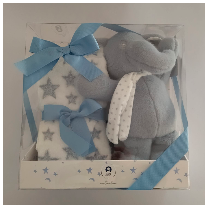 Set manta y peluche azul