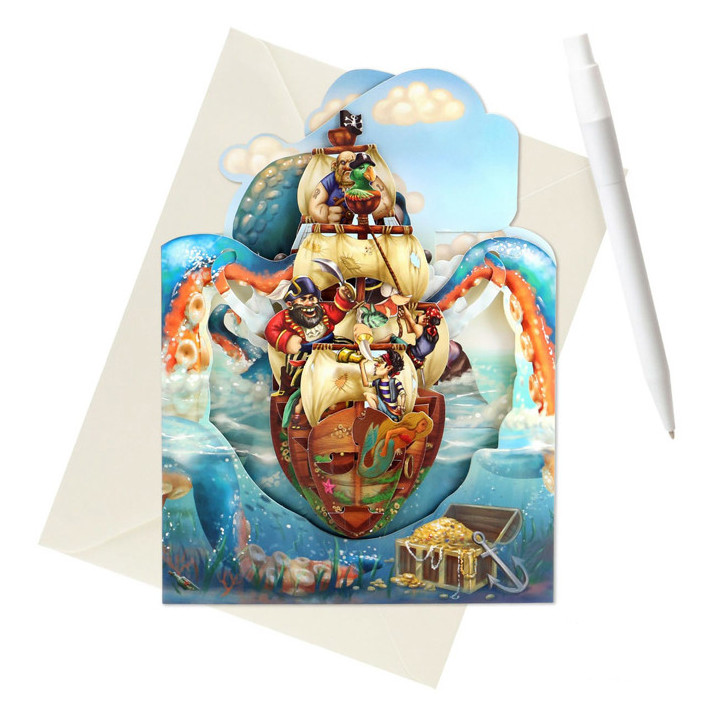 Tarjeta 3D Piratas Santoro