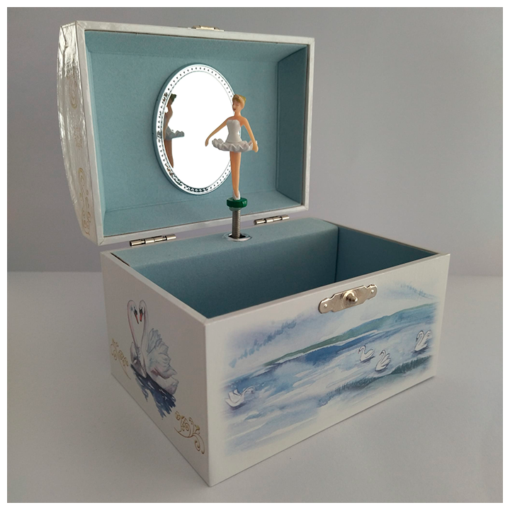 Joyero  musical blanco Cisne