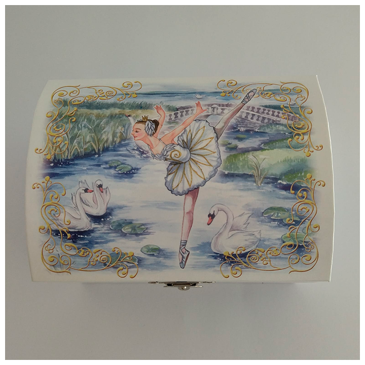 Joyero  musical blanco Cisne