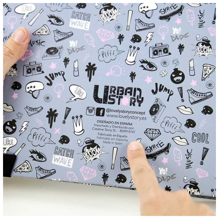 Carpeta de anillas gris Urban Story