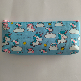 Estuche portalápices azul Unicornios