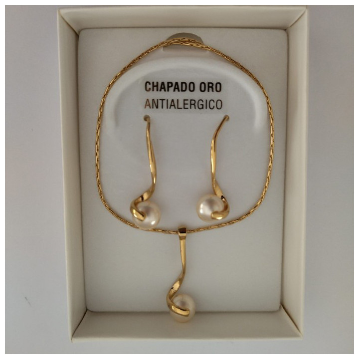 Conjunto de gargantilla y pendientes PERLA